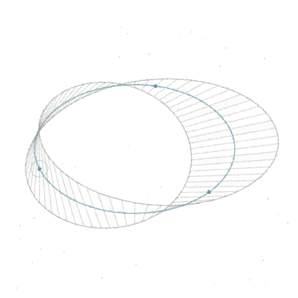 A line drawing of a Möbius strip, a band with only one side
